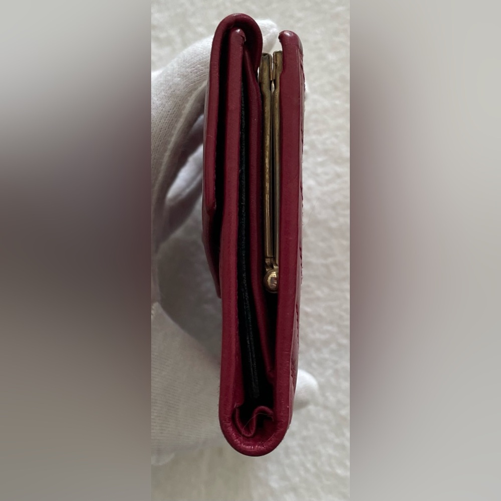Celine Authentic Vintage Cranberry Leather Compact Wallet - Picture 2 of 15